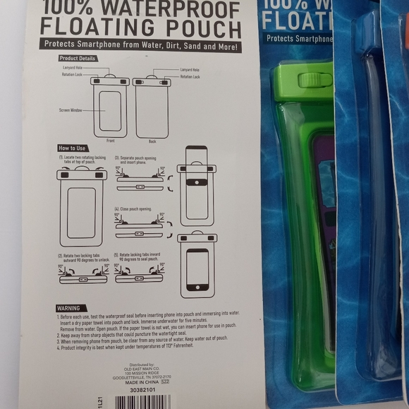 Smartphone Protector 💯 % Waterproof Floating Pouch W/Strap Blue,Pink,Green,Oran - Picture 5 of 6